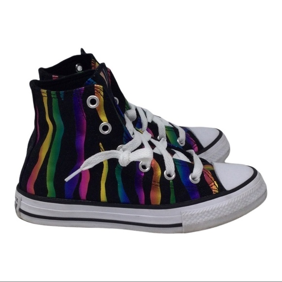 Converse Chuck Taylor AllStar Can't Be Tame Rainbow Zebra Stripe High Tops - Picture 2 of 7